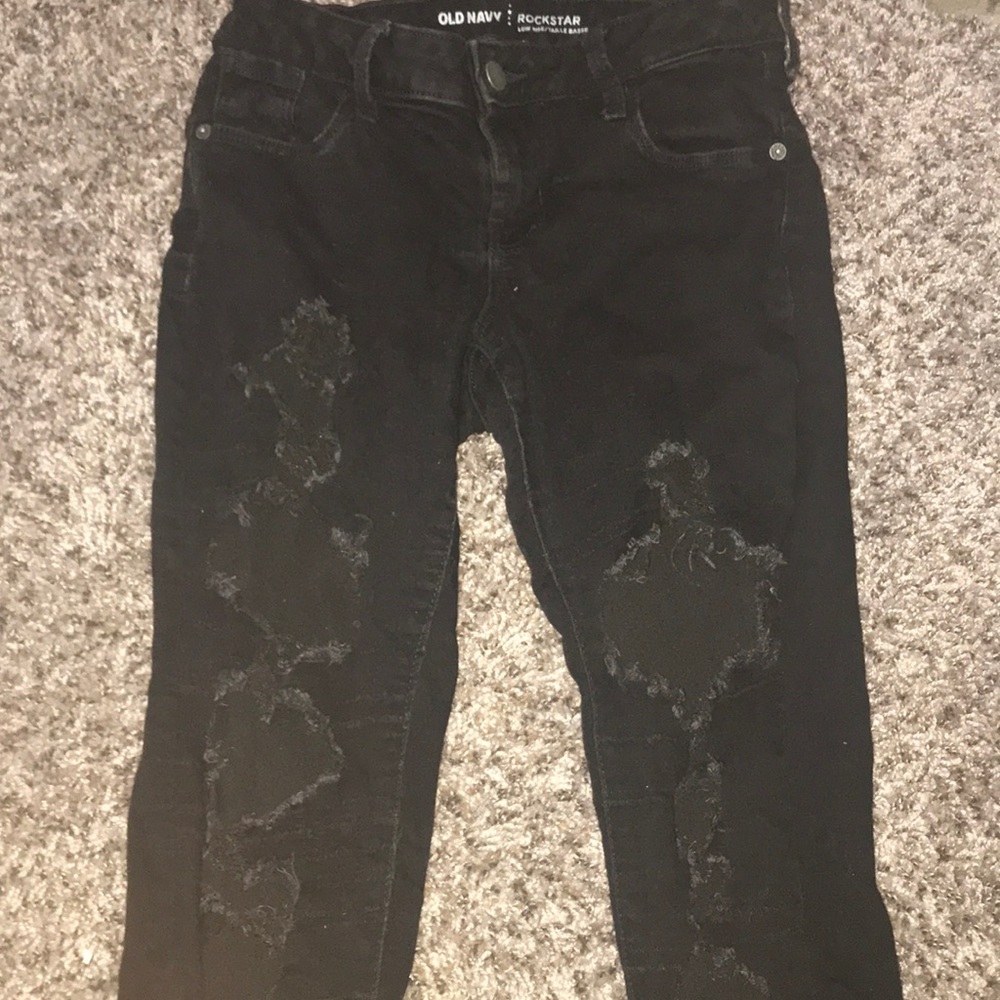 Old navy black jeans with homemade custom rips
